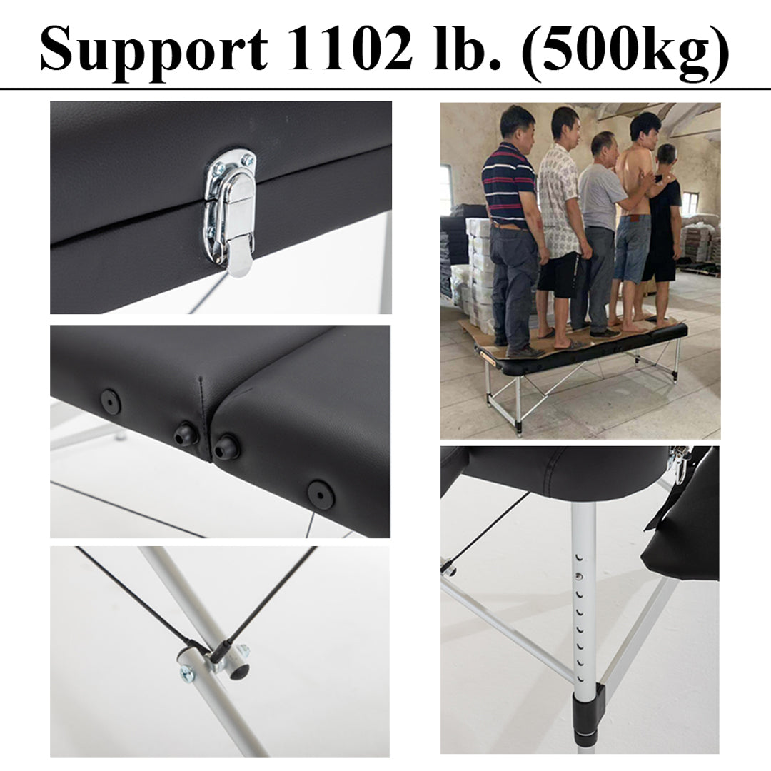 Tattoo & Massage Bed – Adjustable Folding with Back Support | Heavy-Duty Aluminum Frame