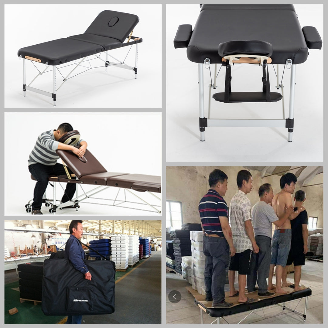 Tattoo & Massage Bed – Adjustable Folding with Back Support | Heavy-Duty Aluminum Frame