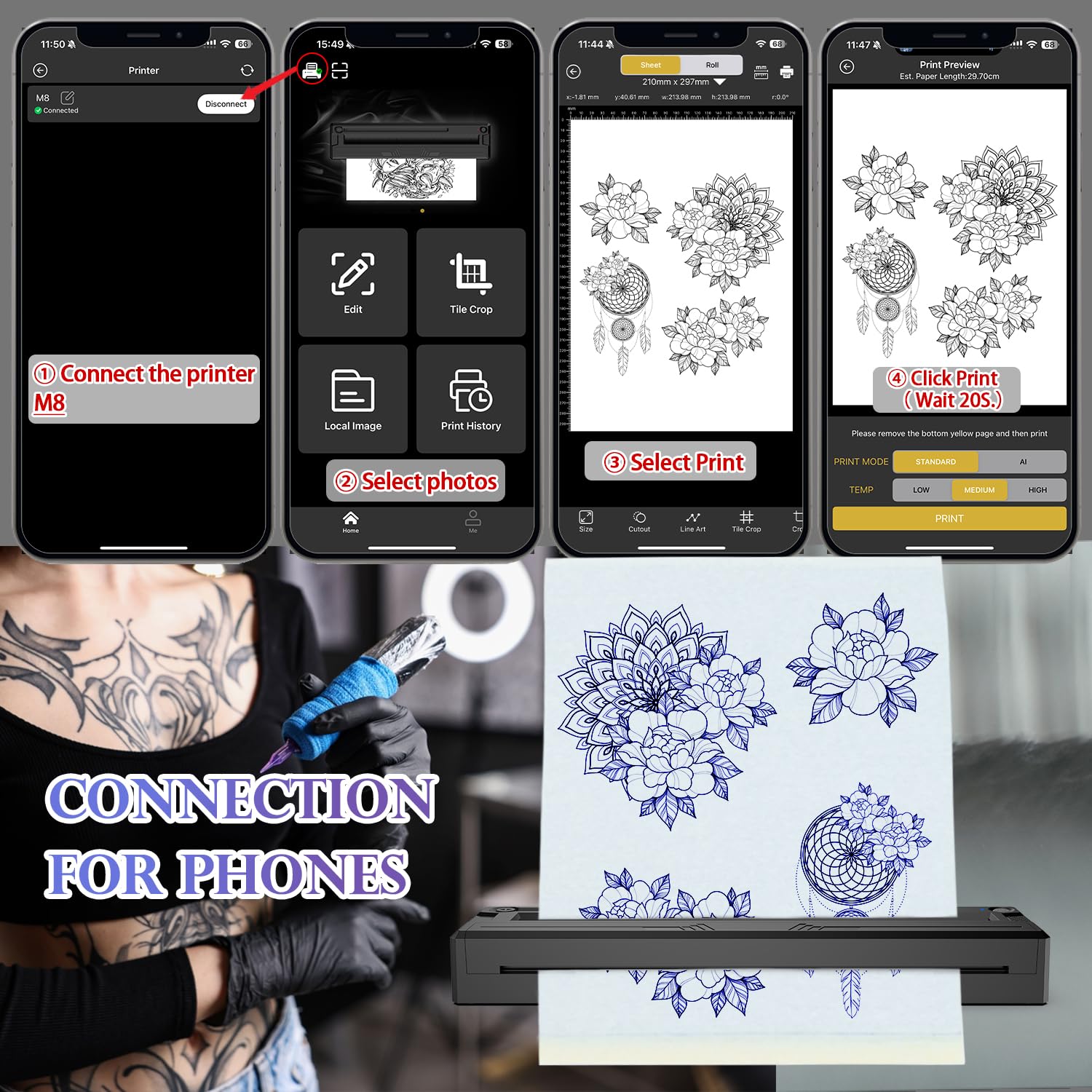 Wireless Tattoo Transfer Printer 