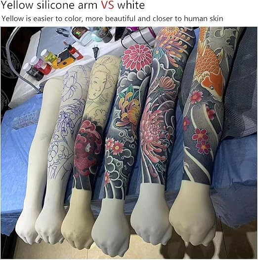 Tattoo Practice Silicone Arm, 24.8 inch 1:1 High Simulation Tattooing Practice Skin