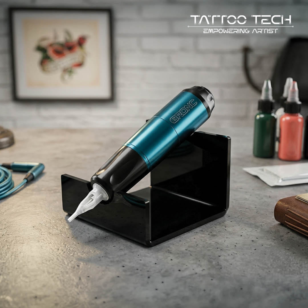 BRONC Rotary Mini Tattoo Pen teal and black CHROC tattoo pen machine