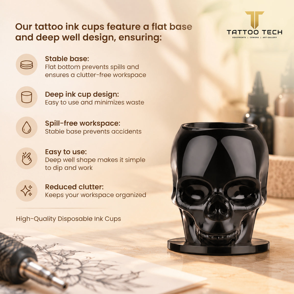 Disposable Skull Tattoo Ink Cups
