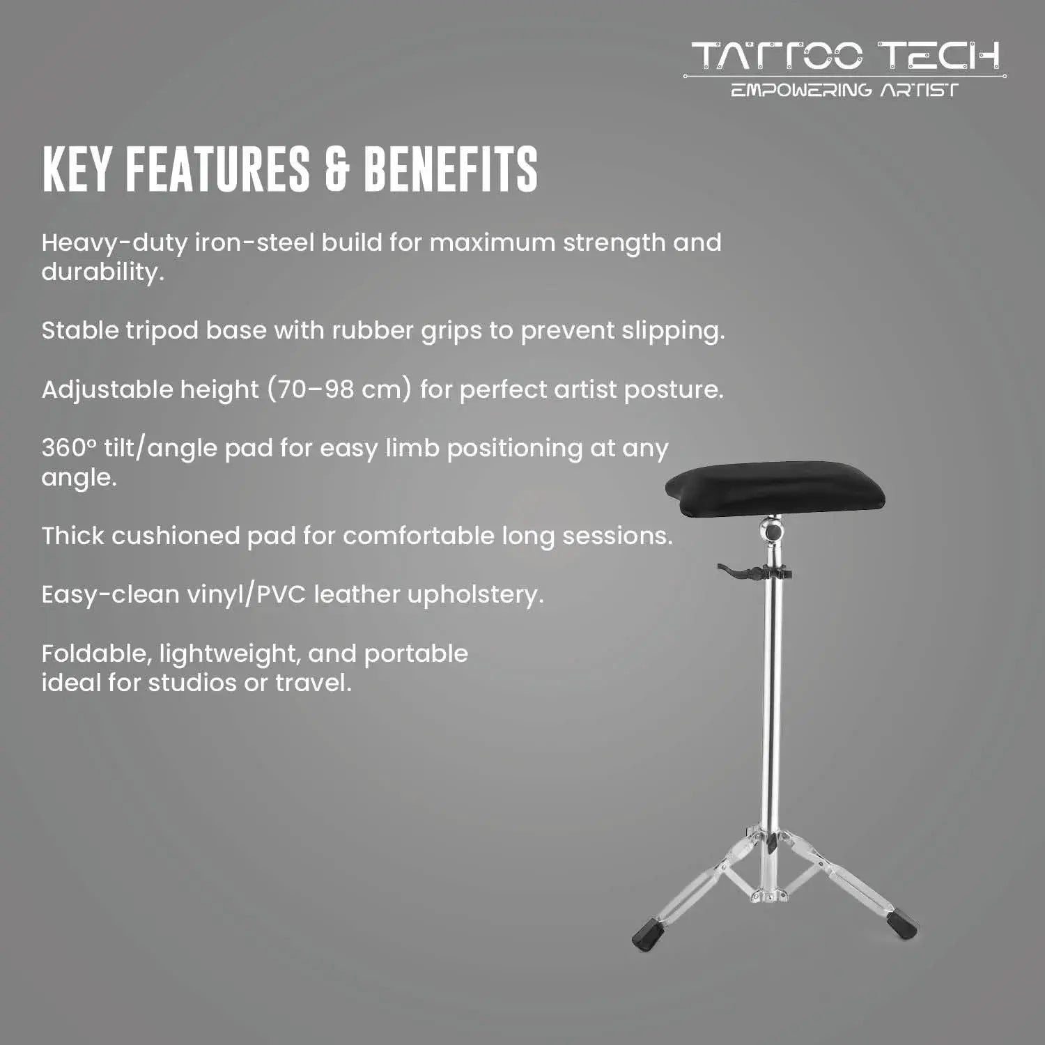 Adjustable Stainless Steel Tripod Tattoo Armrest Stand