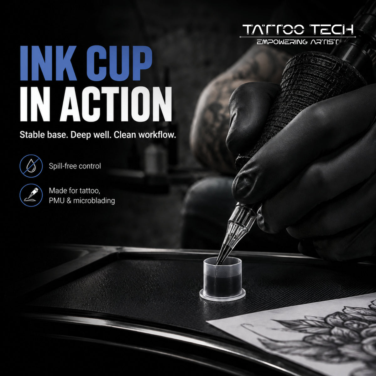 Flat Base, Deep Well-Shaped Tattoo Ink Cups-1000pieces