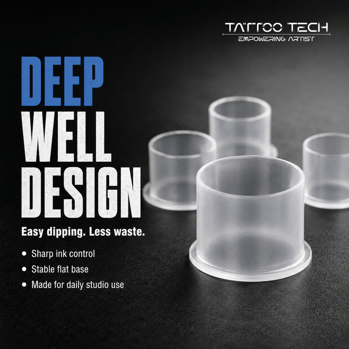 Flat Base, Deep Well-Shaped Tattoo Ink Cups-1000pieces