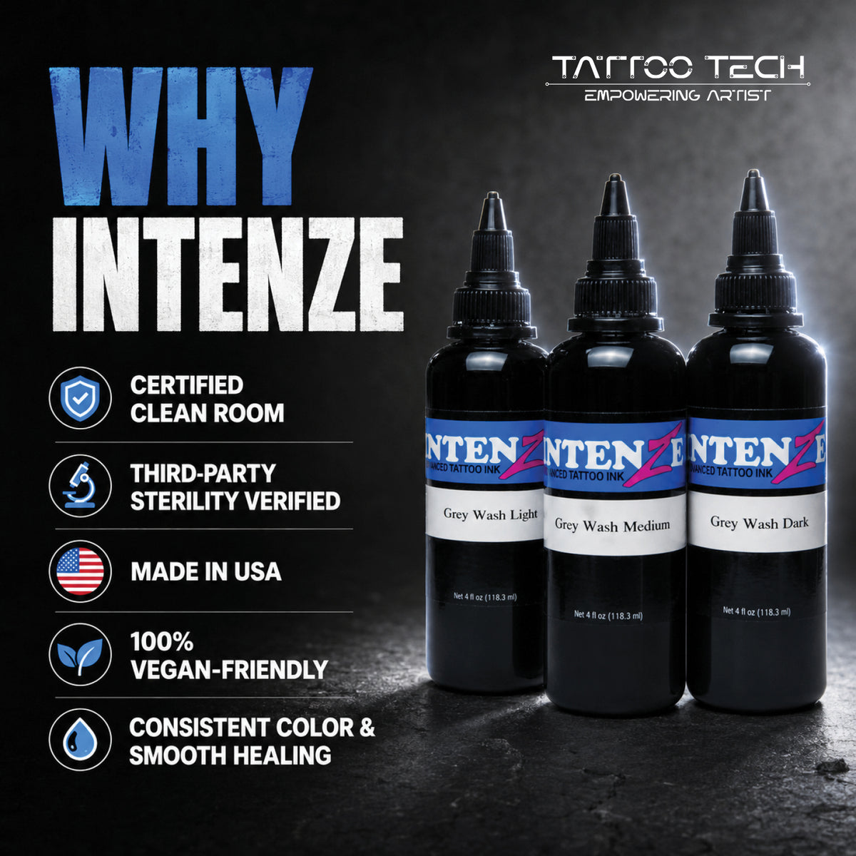 Intenze Tattoo Ink Gray Wash 4oz