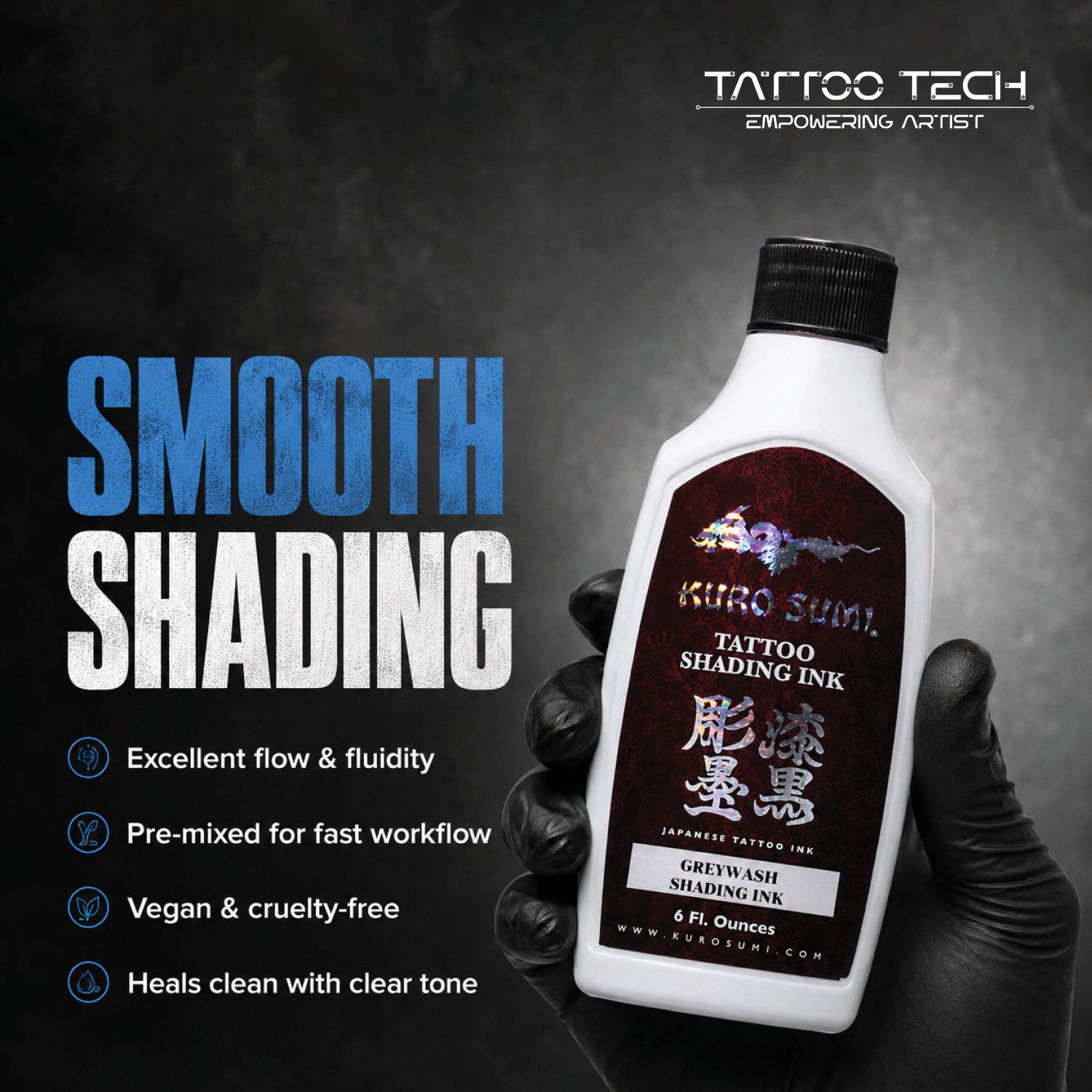 Kuro Sumi Premium Grey Wash Shading Tattoo Ink