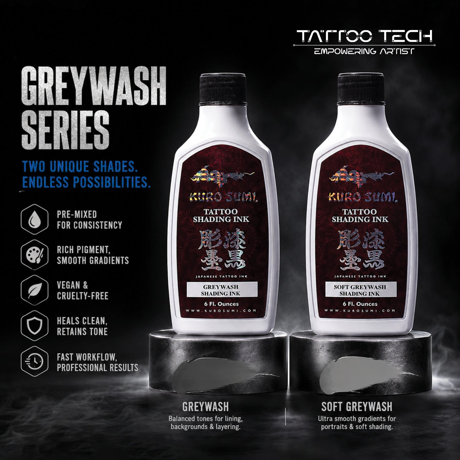 Kuro Sumi Premium Grey Wash Shading Tattoo Ink