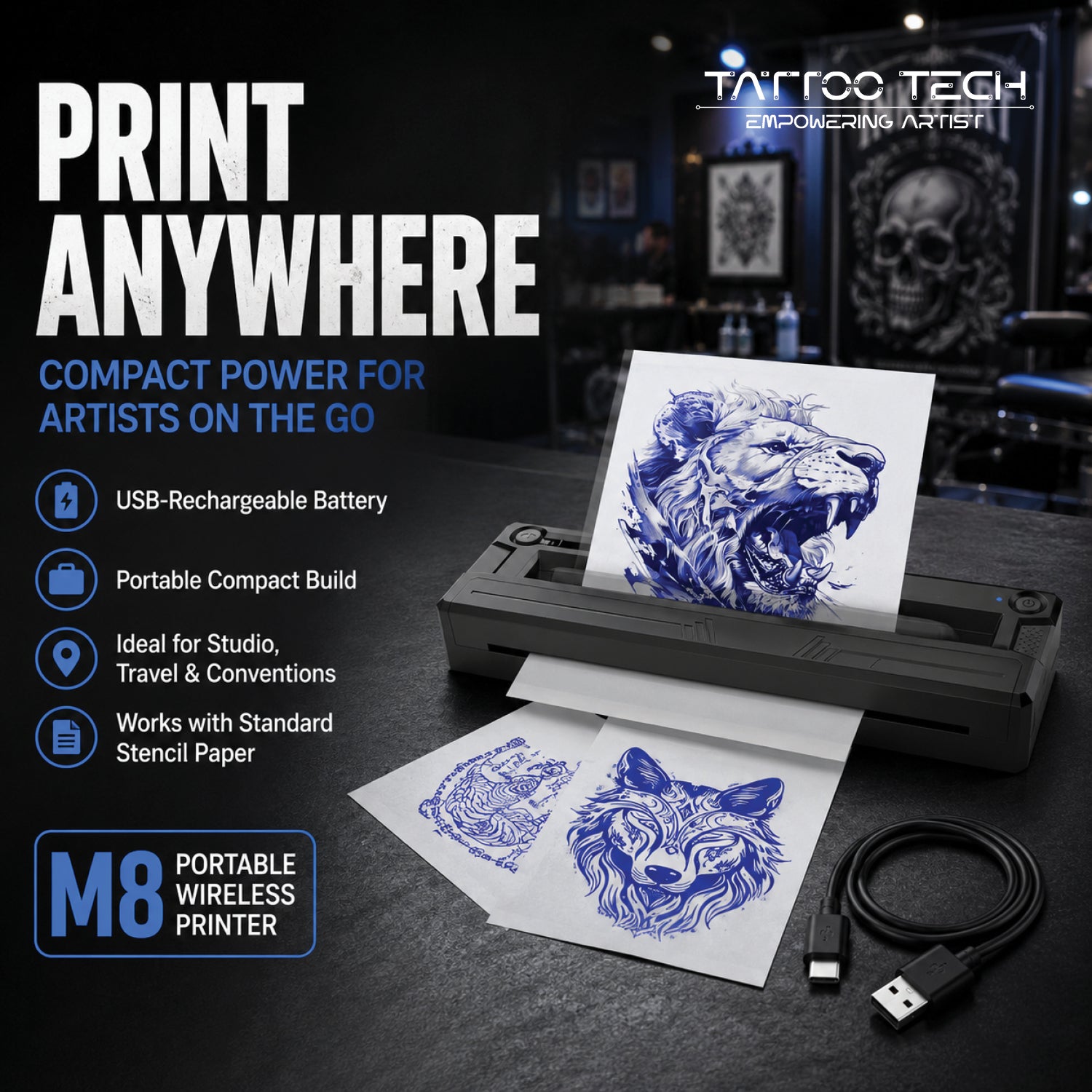 M8 Wireless Tattoo Transfer Printer