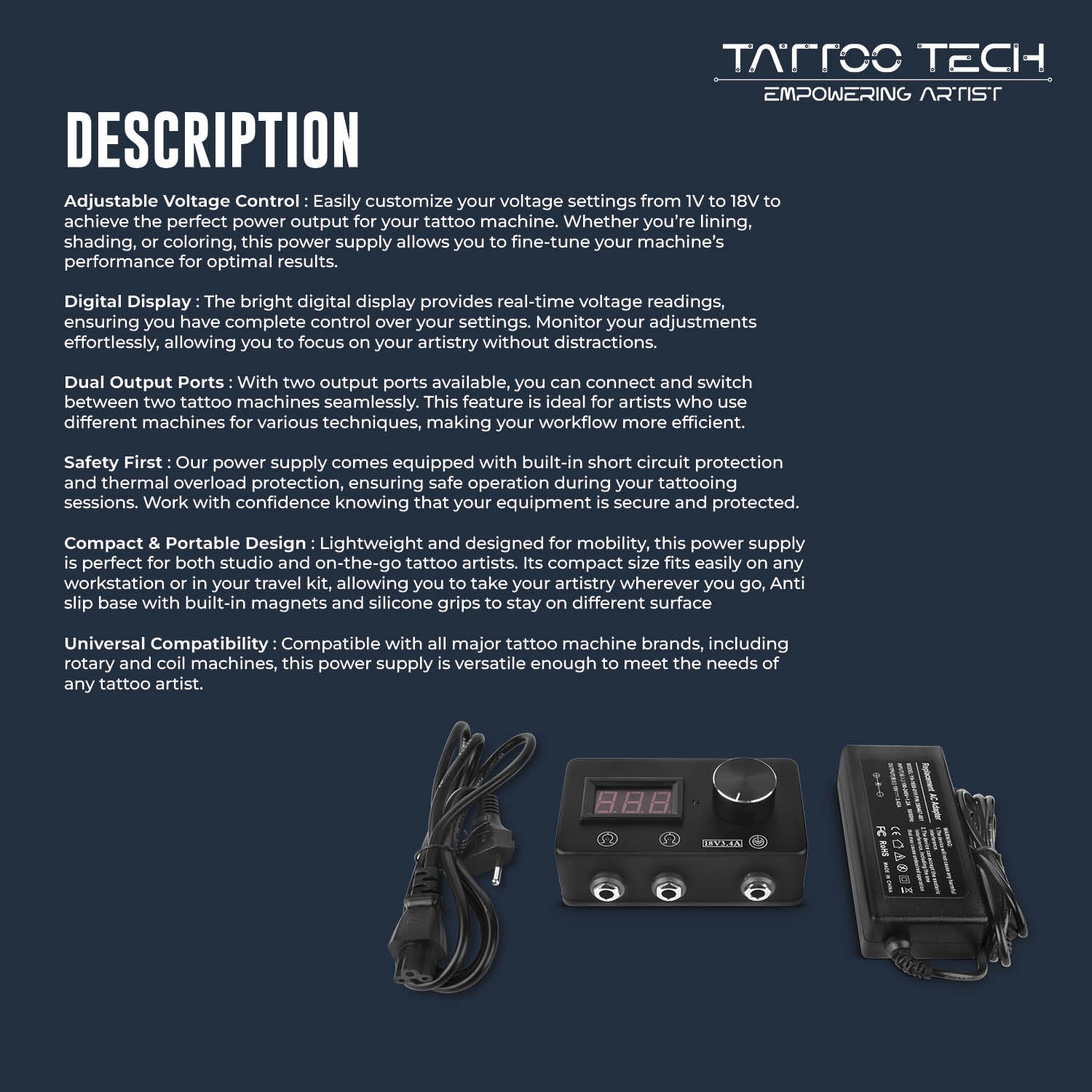 Tattoo Tech Power Supply