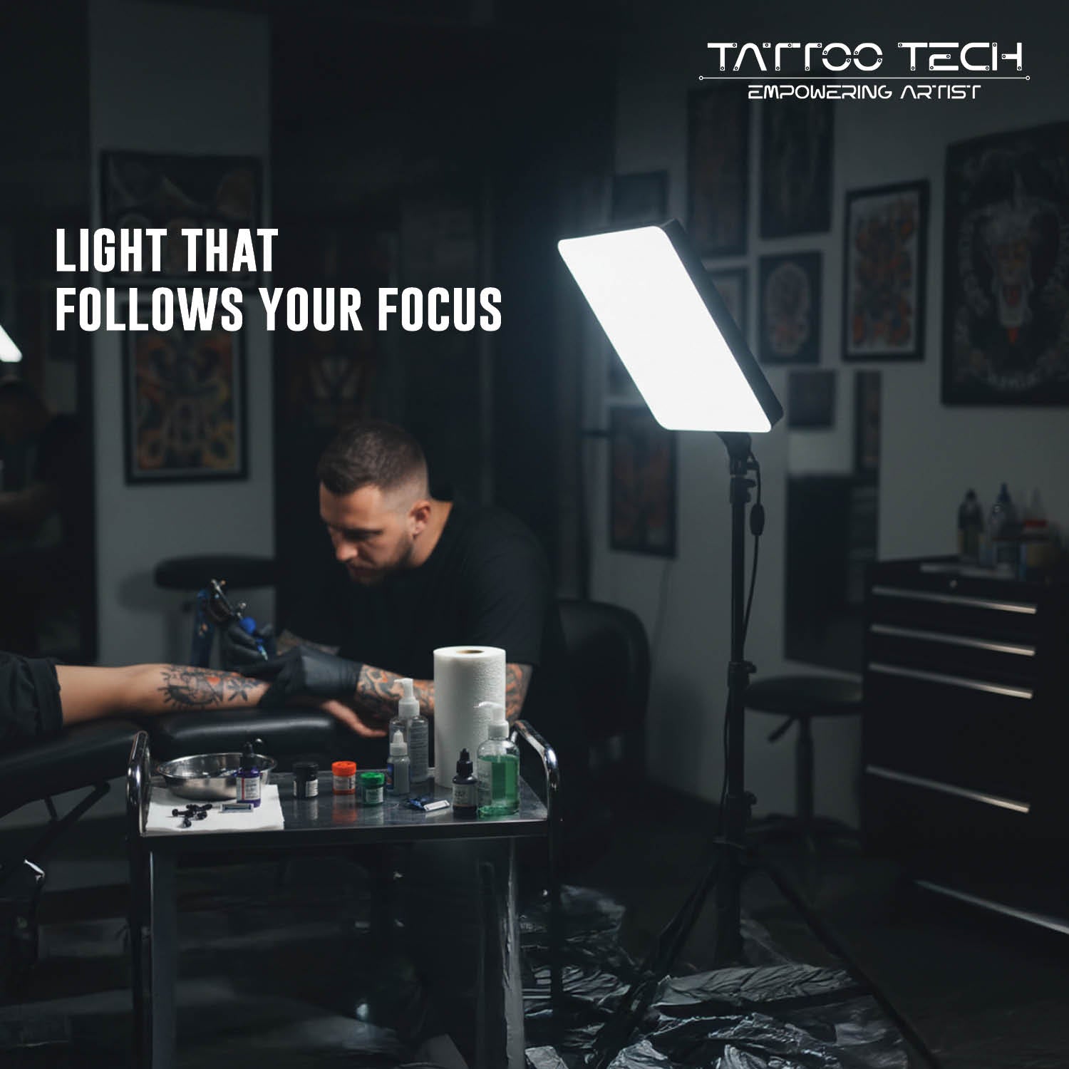 High Quality 16 Inch Adjustable Square Lamp for Tattoo Studio