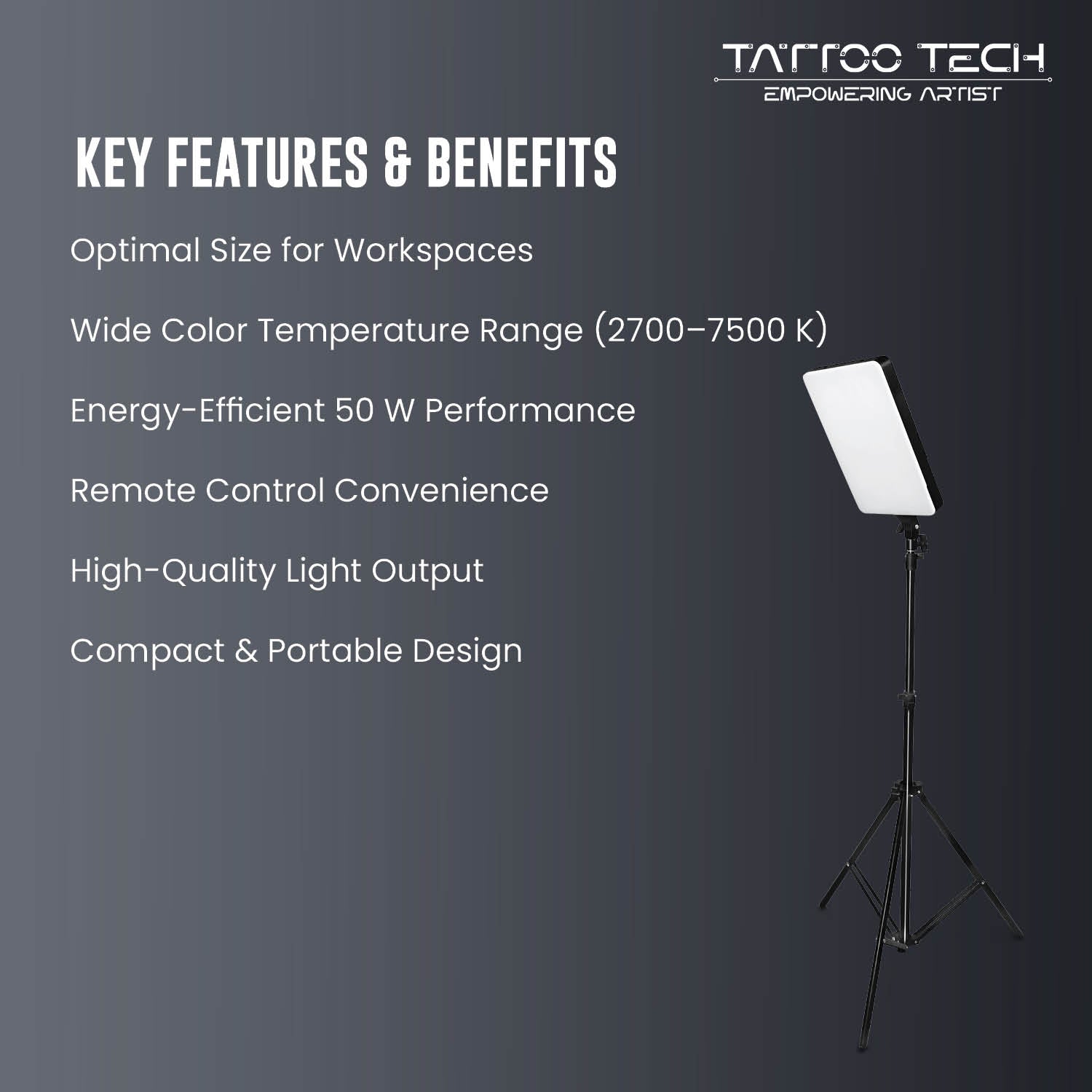 Inch Adjustable Square Lamp for Tattoo Studio