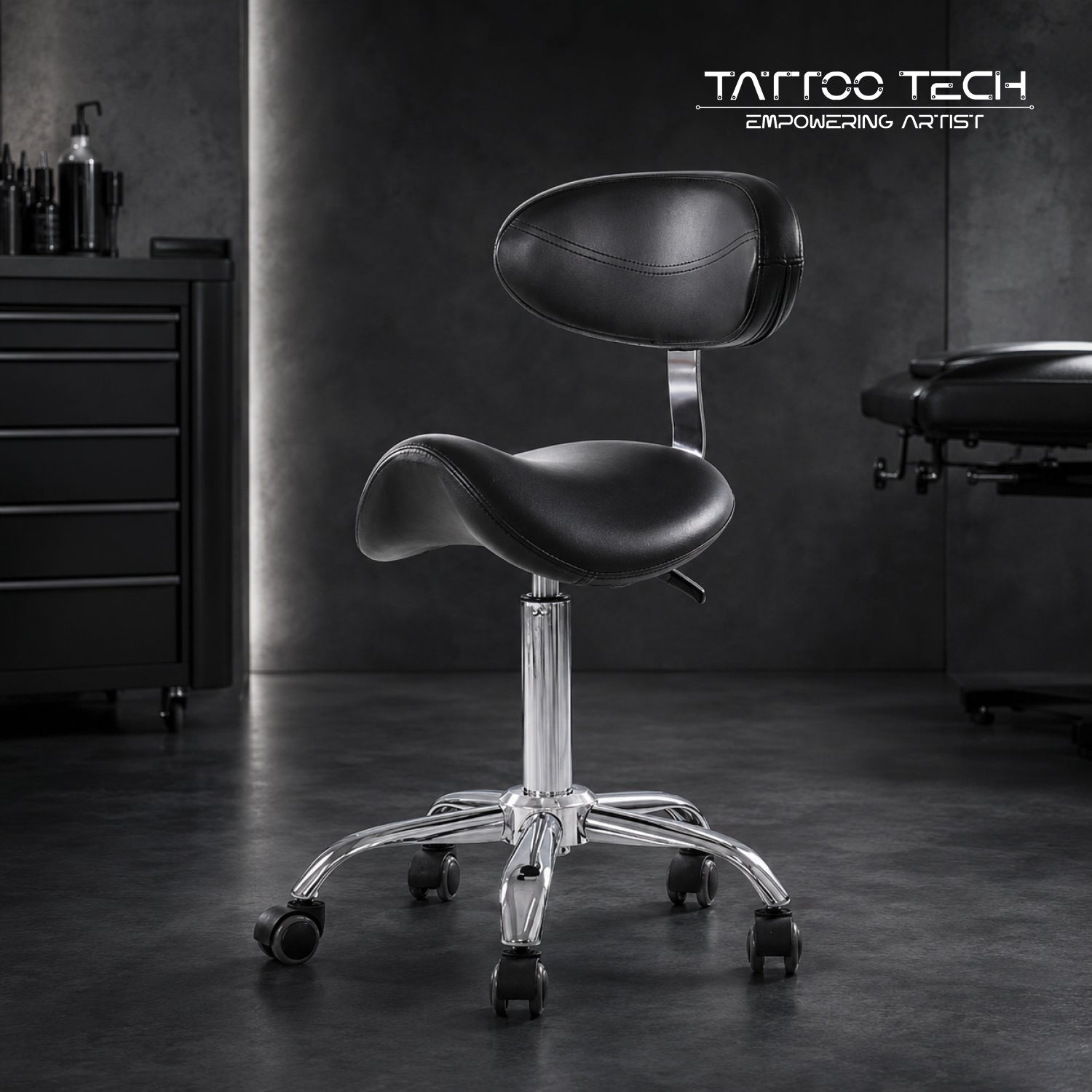 Saddle Tattoo Rolling Chair with Adjustable Height 9938