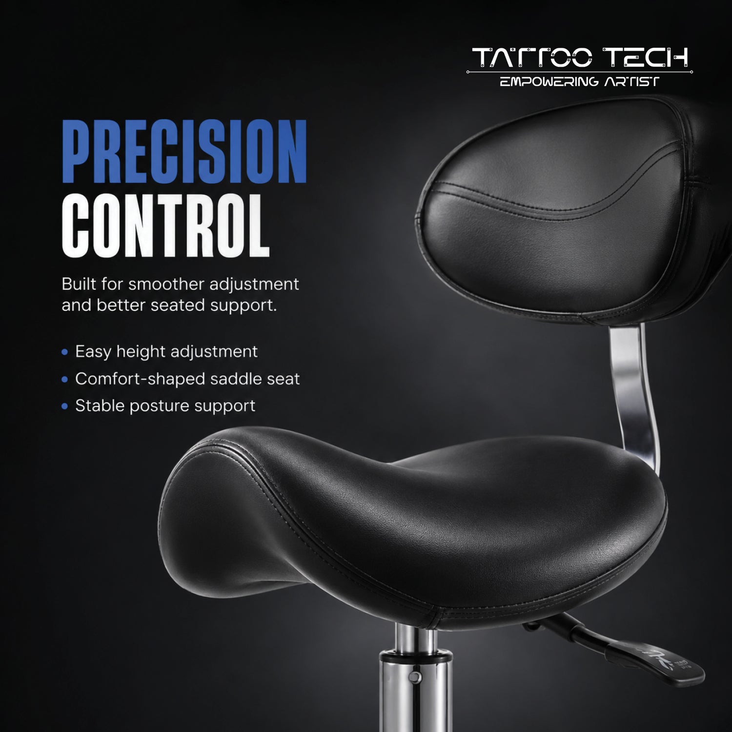 Saddle Tattoo Rolling Chair with Adjustable Height 9938