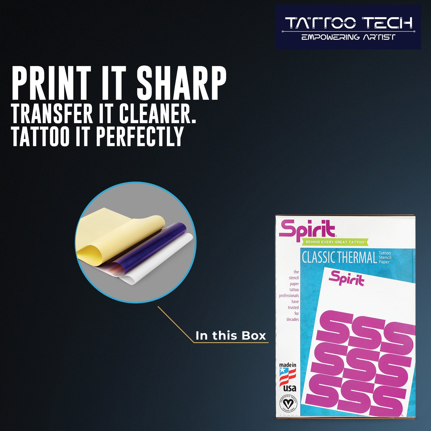 Spirit Thermal Tattoo Stencil Sheet for Sharp & Long-Lasting