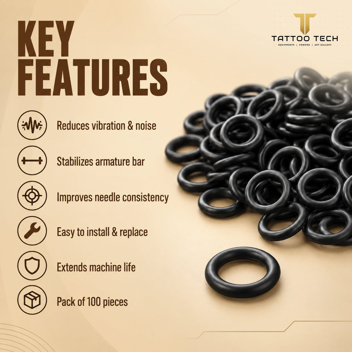 Tattoo Machine Parts - O-Ring for Tattoo Machines - Pack 100