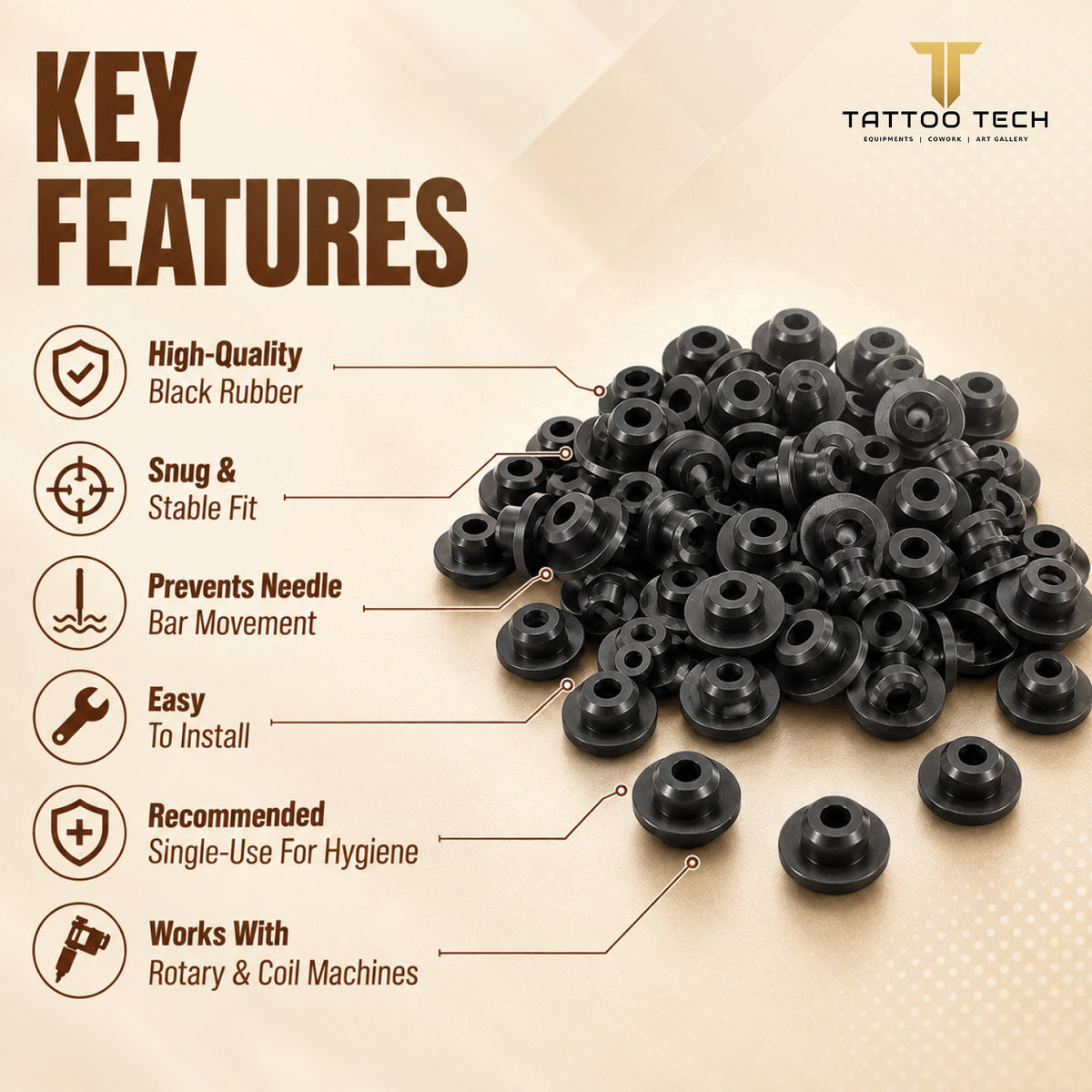Tattoo Rubber Nipples 100pcs Black