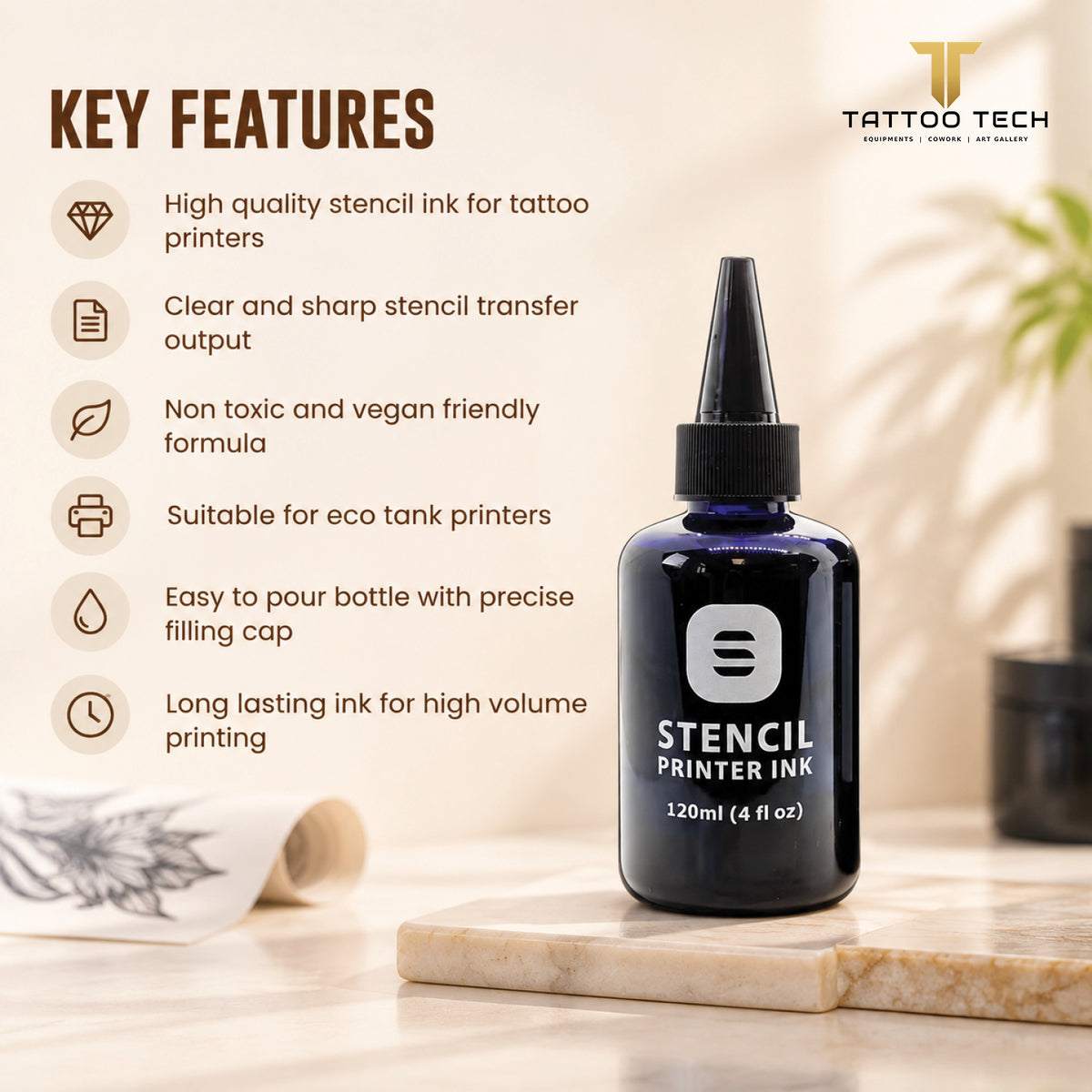 Tattoo Transfer Stencil Ink 4oz for Sharp Prints