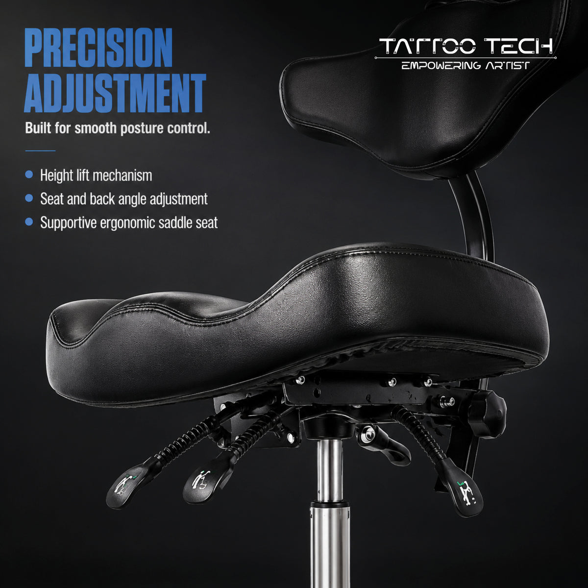 Tattoo Rolling Chair Seat with Back and Head Support 9973