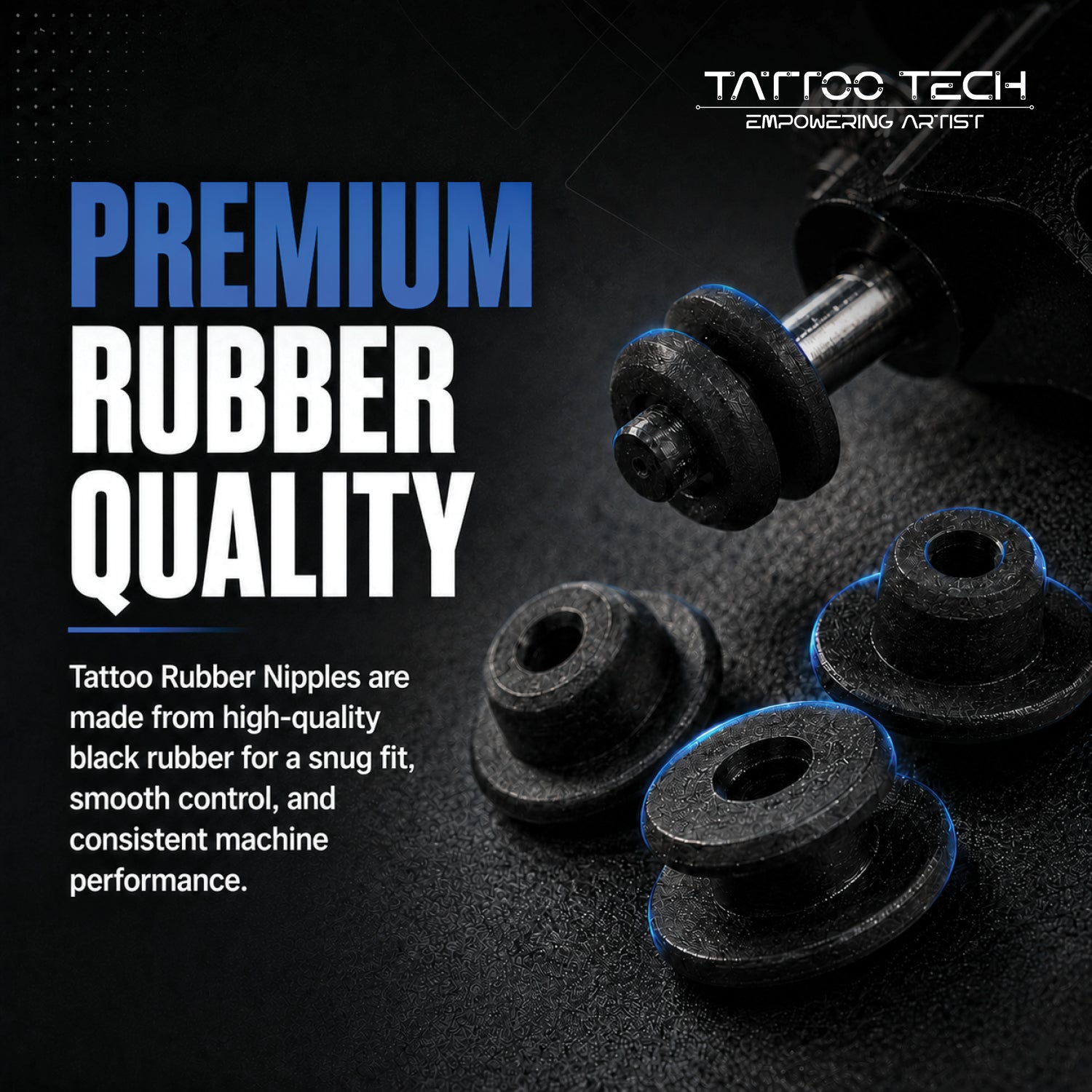 Tattoo Rubber Nipples 100pcs Black