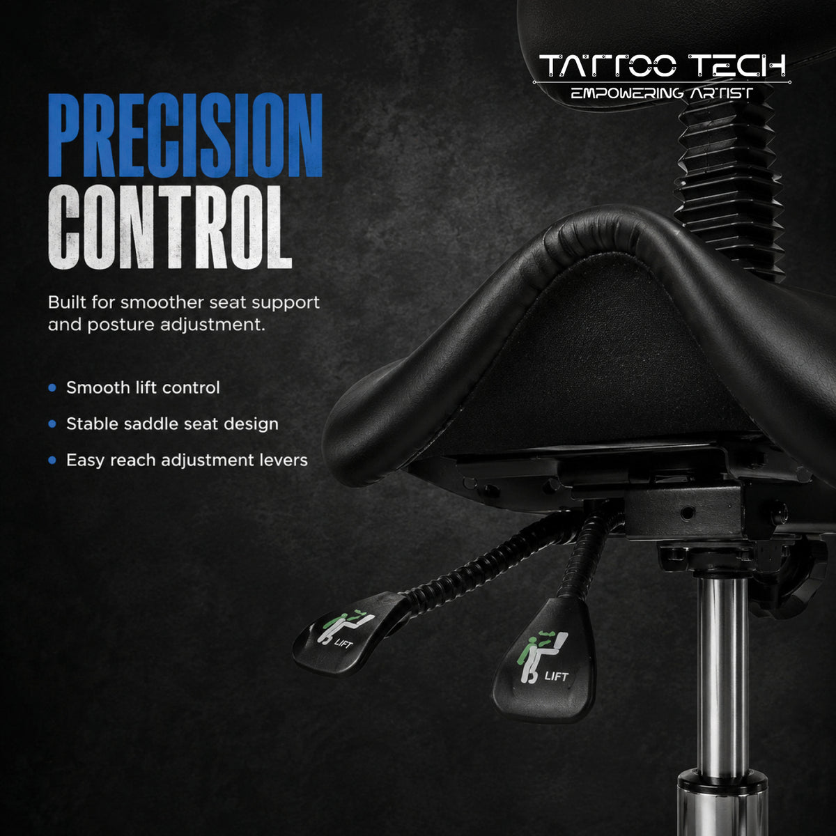 Tattoo Swivel Chair Seat with Adjustable Backrest Model 9949