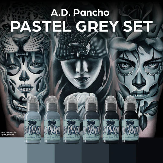 World Famous Ink-A.D. Pancho Pastel Grey Set-1oz
