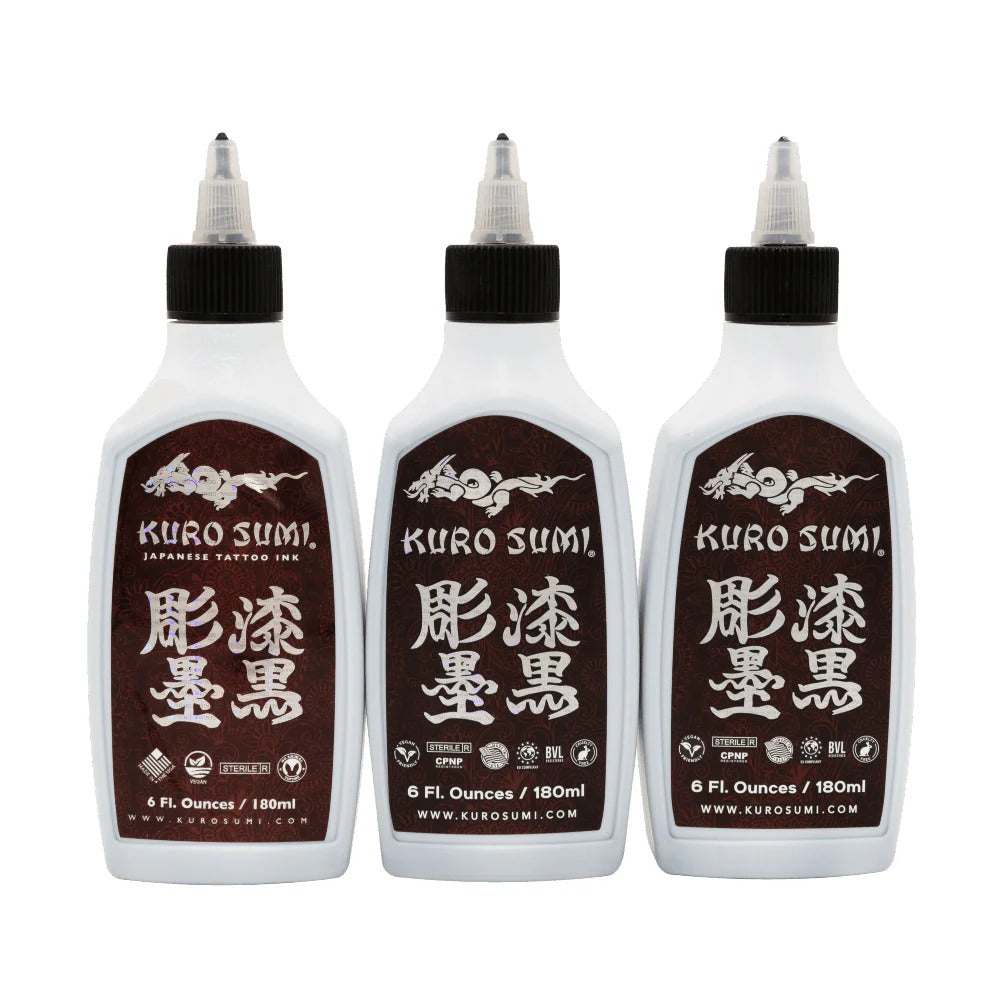 Kuro Sumi Premium Cherry Linning and Shading Tattoo Ink Set - 6 oz