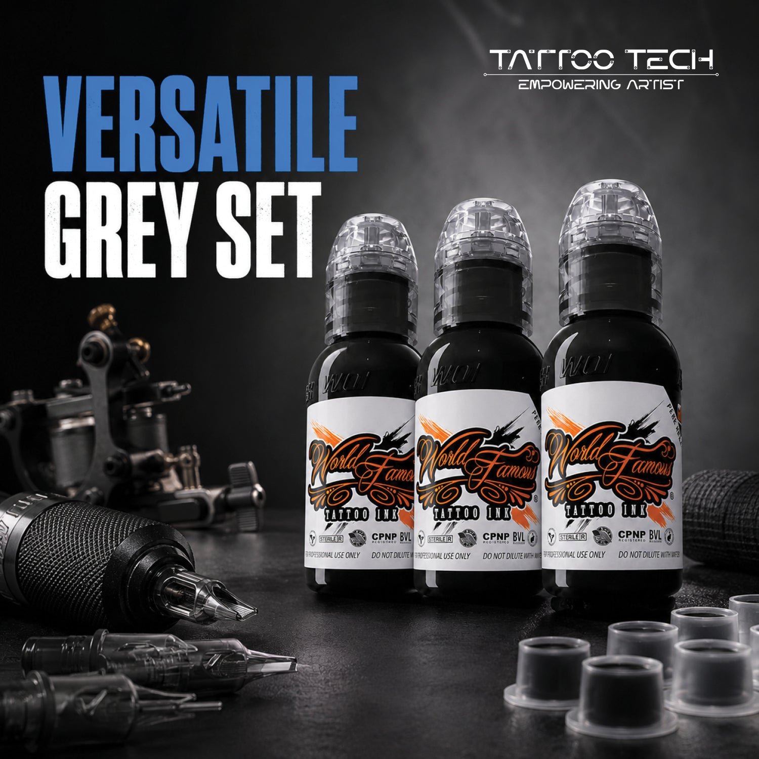 World Famous 3 Bottle Charcoal Grey Wash Set