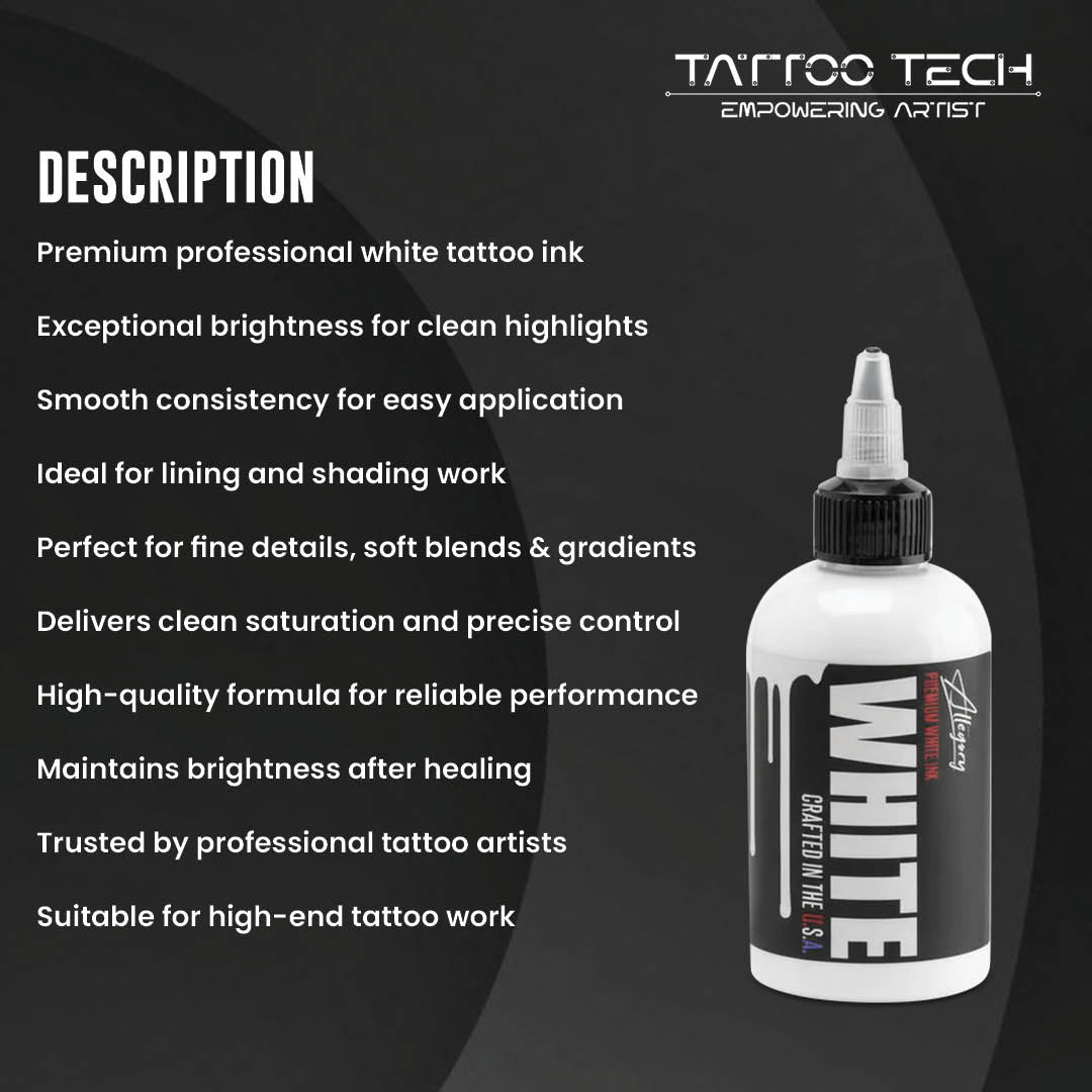 Allegory White Premium Lining and Shading Tattoo Ink -4oz