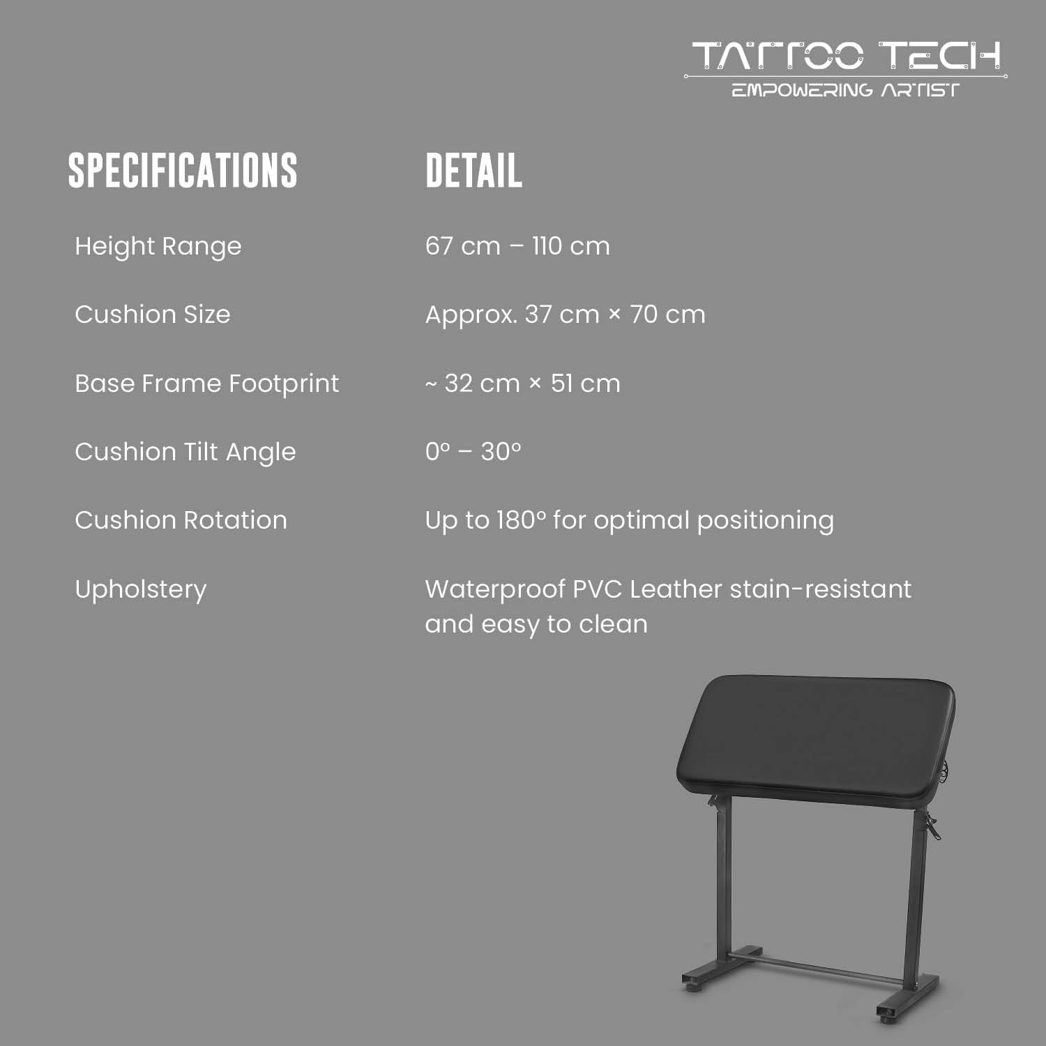 Tattoo Armrest Stand with Adjustable Height