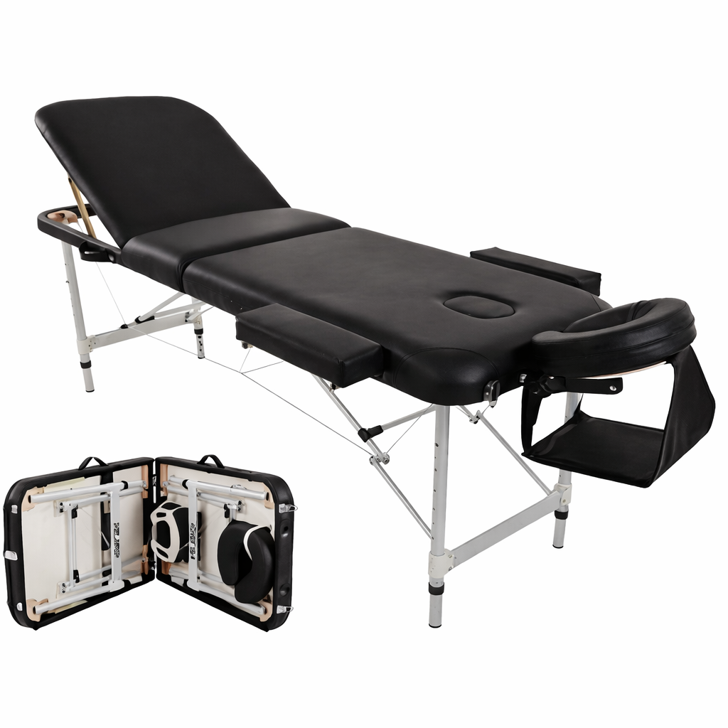 Tattoo & Massage Bed – Adjustable Folding with Back Support | Aluminum Frame