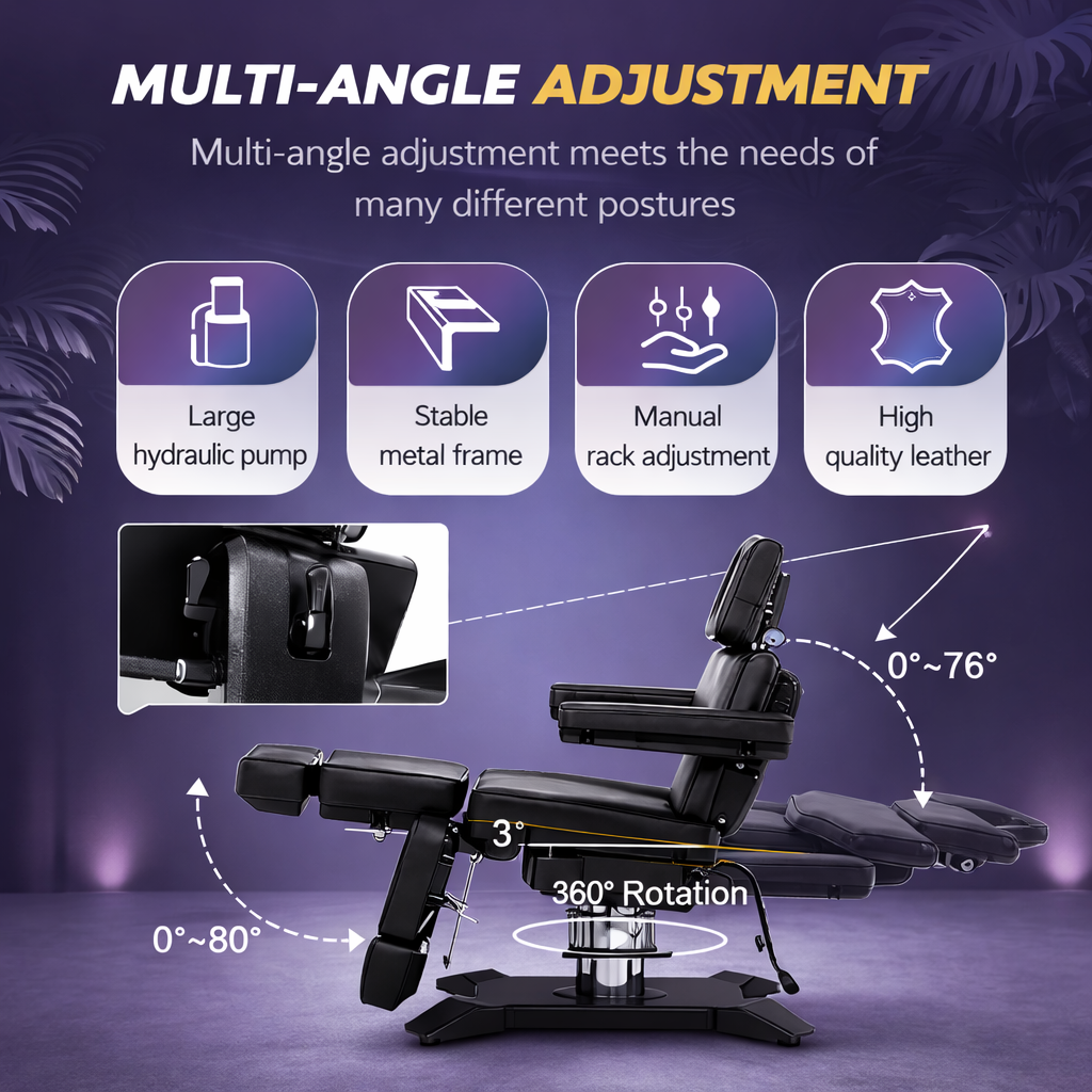 Tattoo Client Chair & Bed with 360° Split Leg Adjustment