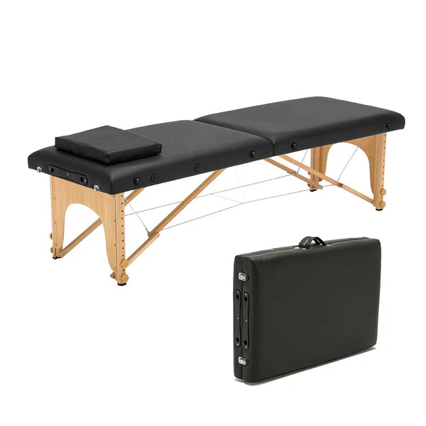 Portable Tattoo Spa Massage Table Bed Wooden 2-Fold