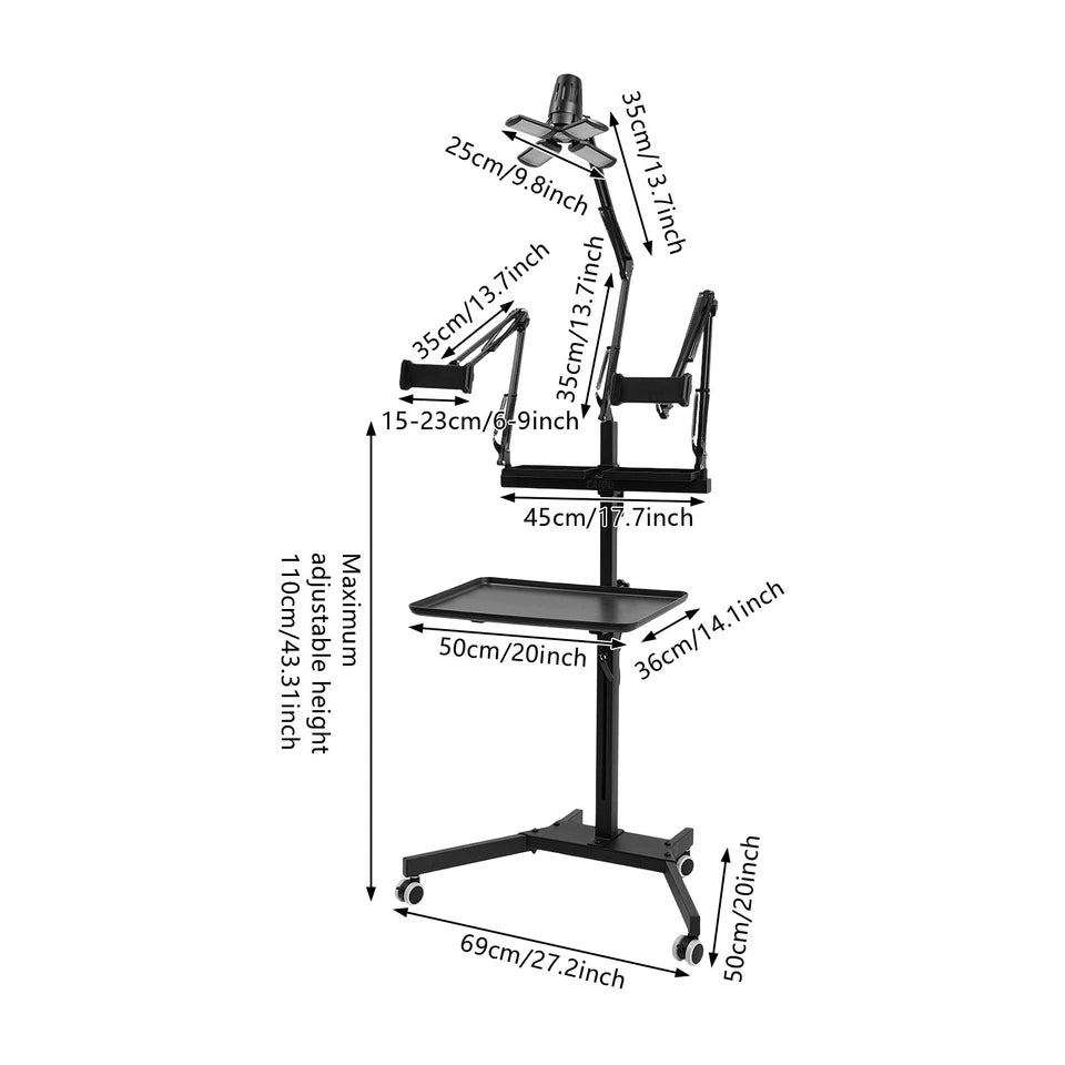 Tattoo LED Workstation with Adjustable Arms & Wheels