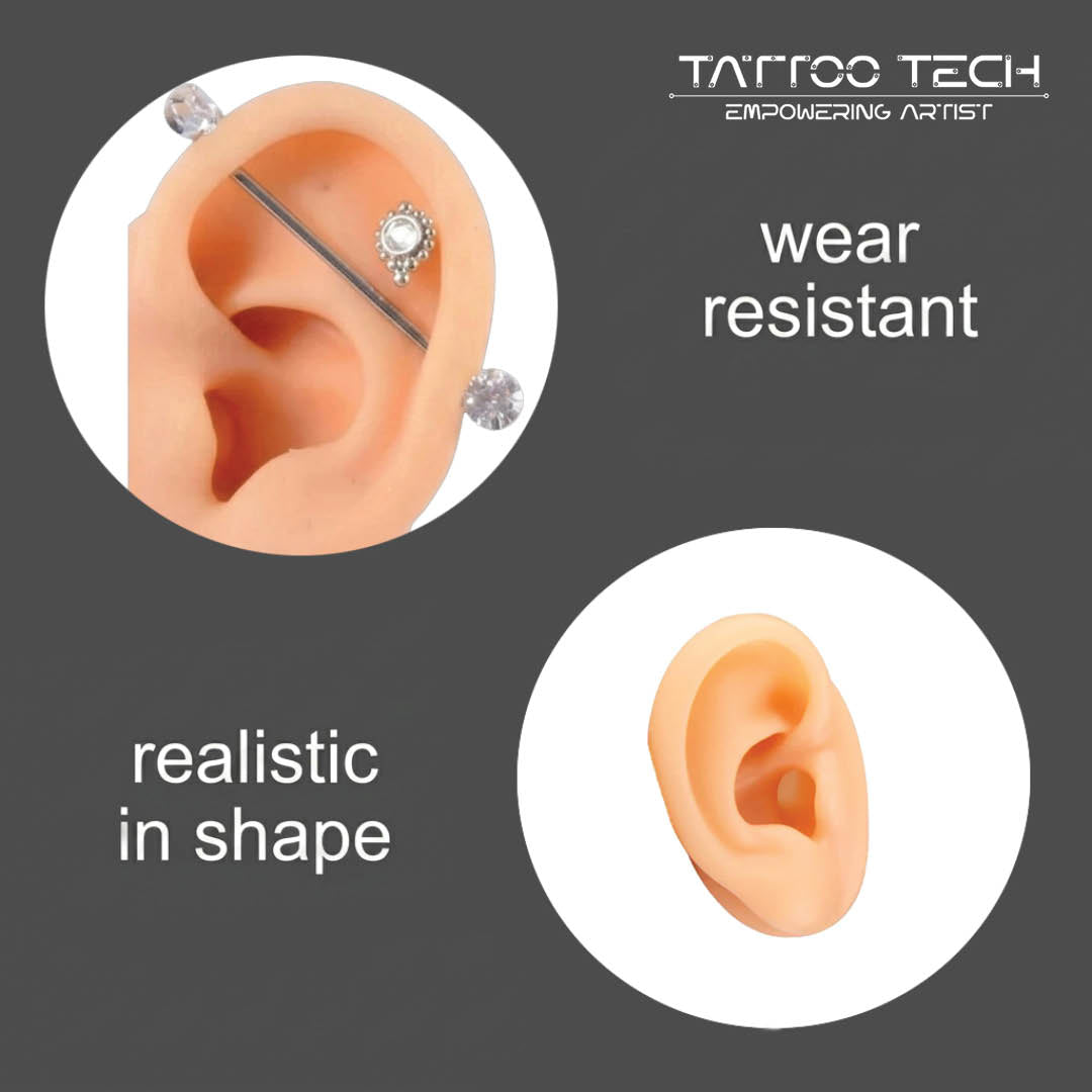 Soft Silicone Human Ear Model For Piercing Practice - Flat Base