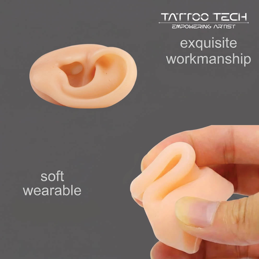 Soft Silicone Human Ear Model For Piercing Practice - Flat Base