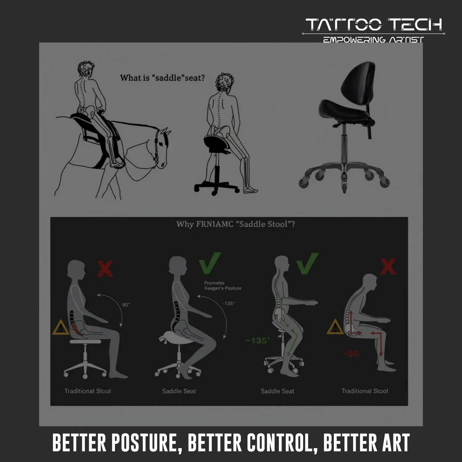 Adjustable Saddle Stool Rolling chair